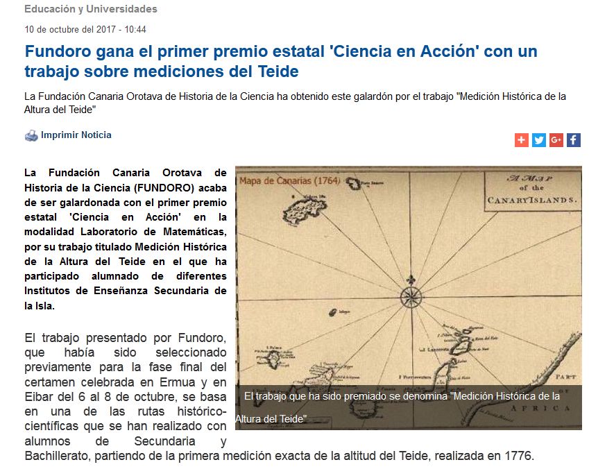 Premio medición altura del Teide