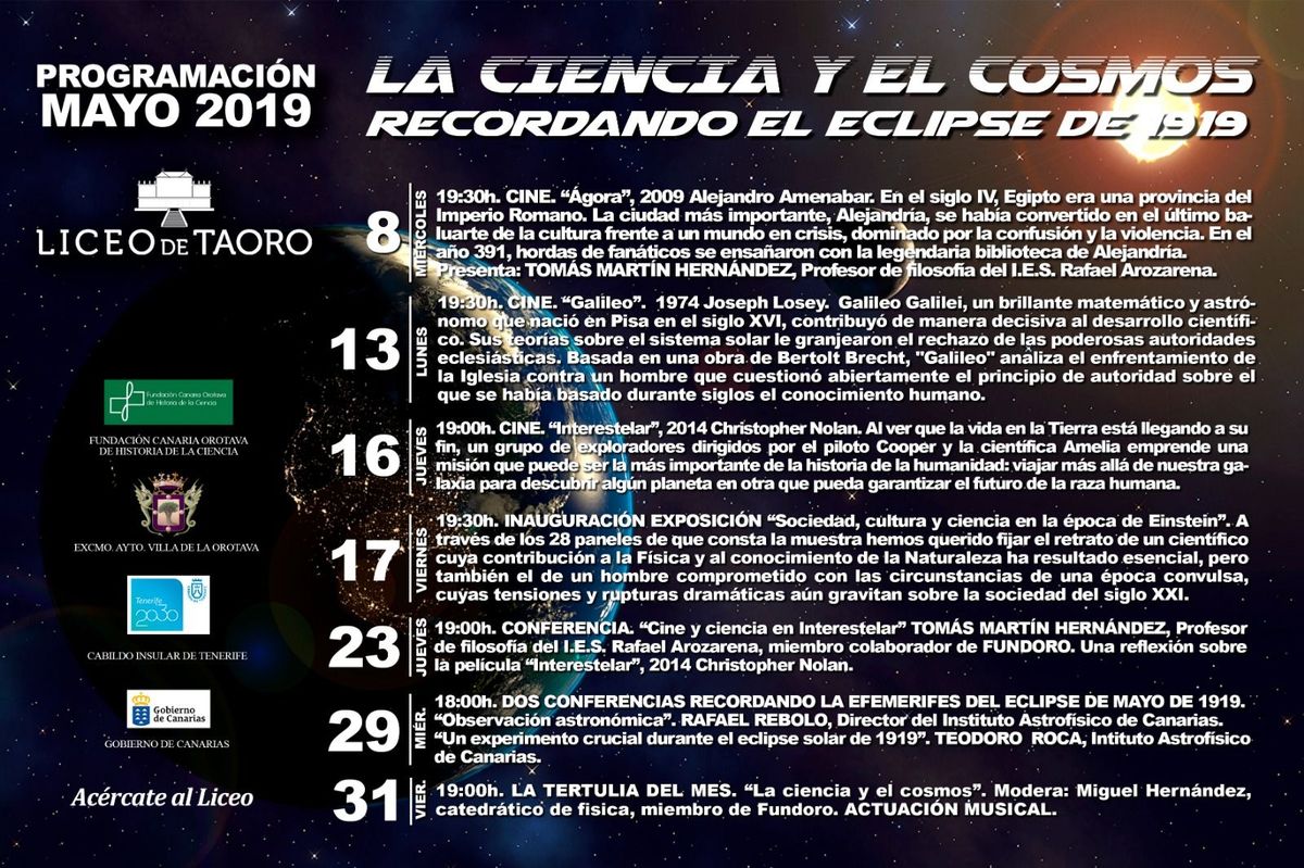 Anuncio de Programación mes de mayo - La ciencia y el cosmos