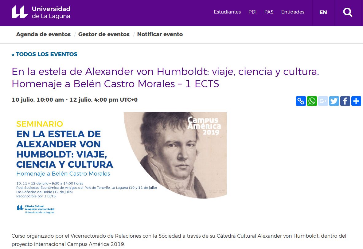 Anuncio Curso en La estela de Alexander von Humboldt 1