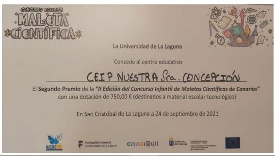 Fotos de los niños y certificado del premio