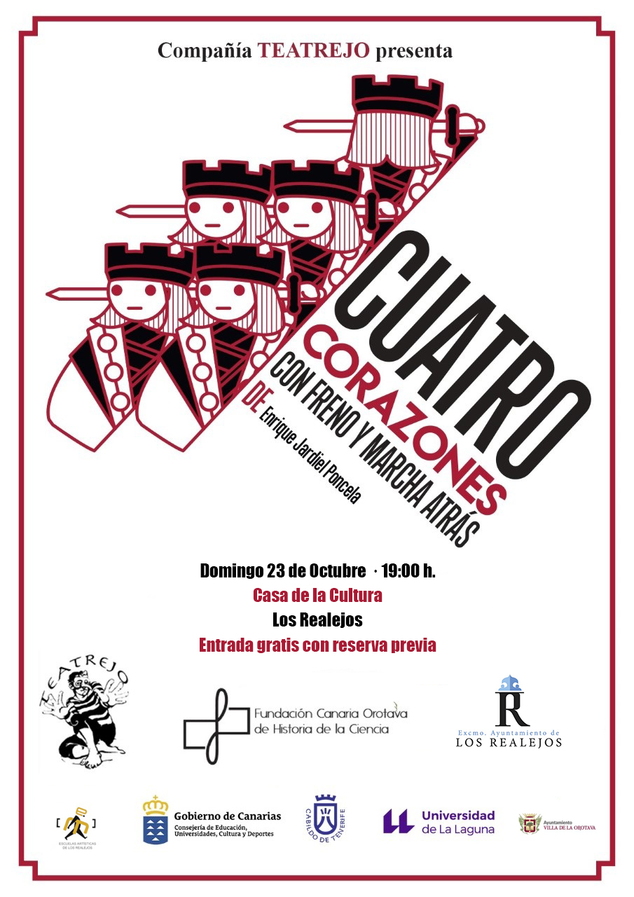 Cartel cuatro corazones teatro en Los Realejos